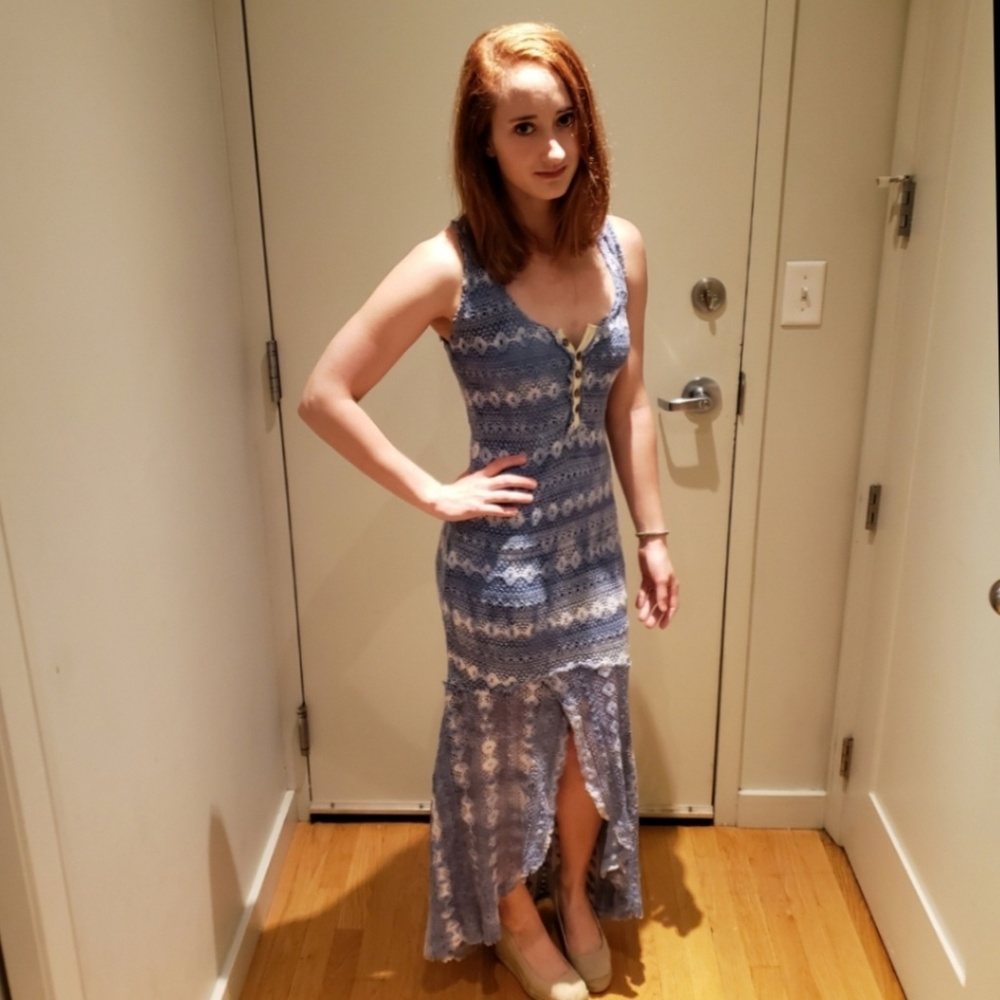 Free People Light Blue Crochet Maxi Dress